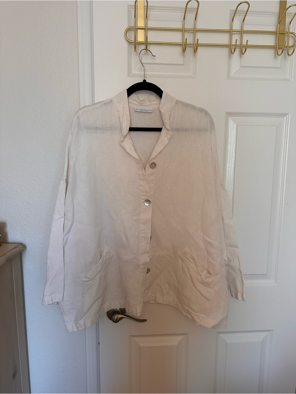 EUC Bryn Walker White Linen Blend Button-Front Jacket